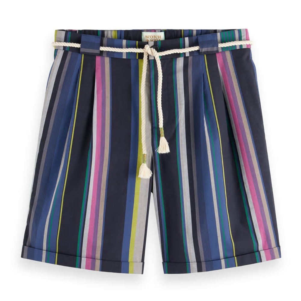 Scotch & Soda Men’s Twilt Blanket-Striped Cotton-Twill Short Size 33